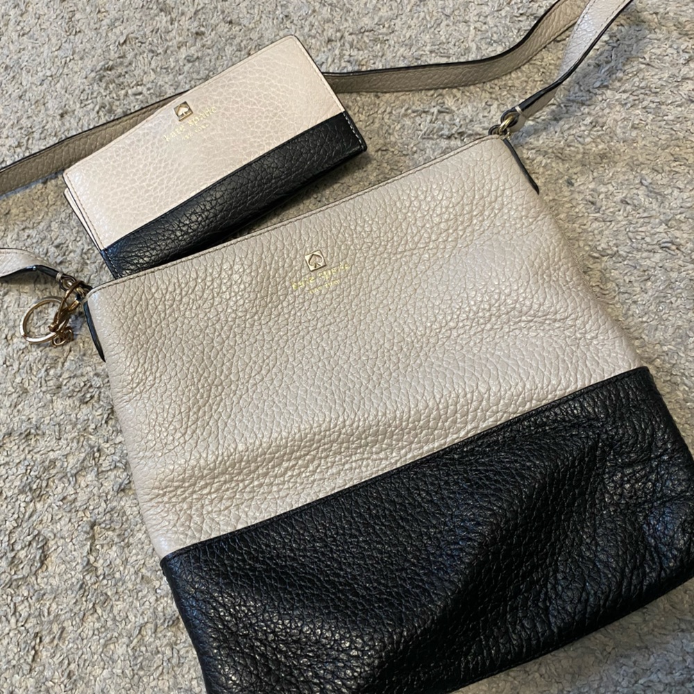 Kate Spade small size cross body, Black and Tan purse